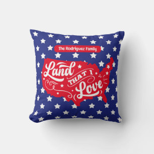 Almofada Red White e Blue Patriotic Stars EUA 4 de julho