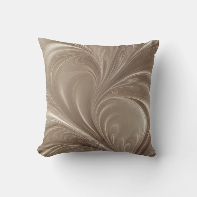 Almofada Redemoinho de Creme - Design Abstrato Fluido Bege  (Frente)