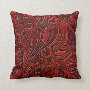 Almofada Redemoinho floral oriental elegante no couro