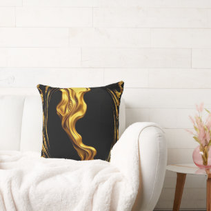 Almofada Redemoinho Opulento Líquido Dourado Preto Monocrom
