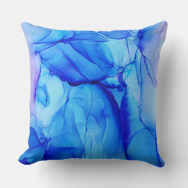 Almofada Redemoinhos Modernos Abstratos de Azul Índigo e Ro