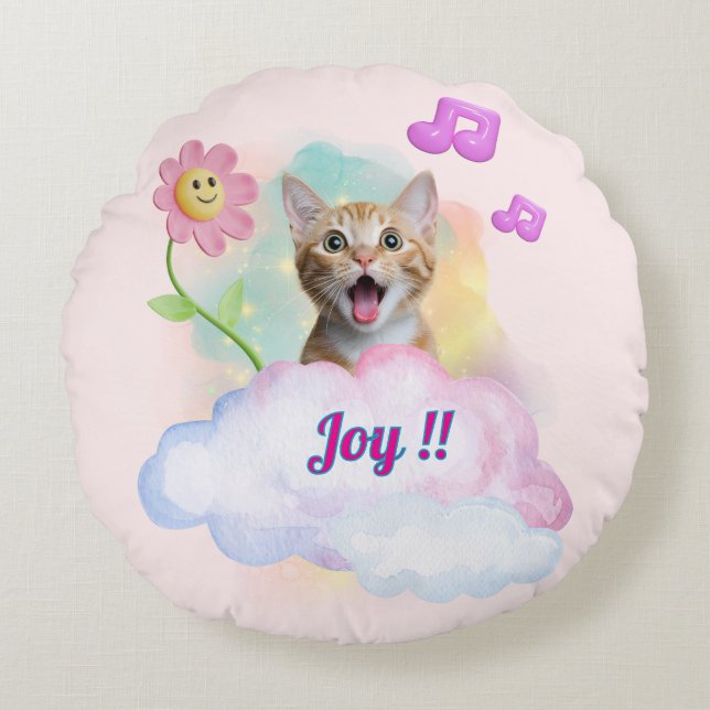 Almofada Redonda 可愛い『Joy!!』おしゃべりねこ♡ (Frente)