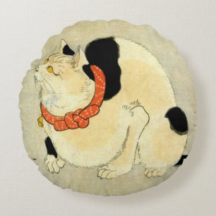 Almofada Redonda 日本猫, gato japonês do 国芳, Kuniyoshi, Uki