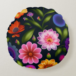 Almofada Redonda 100 mini flores exóticas em floração de cheio em t