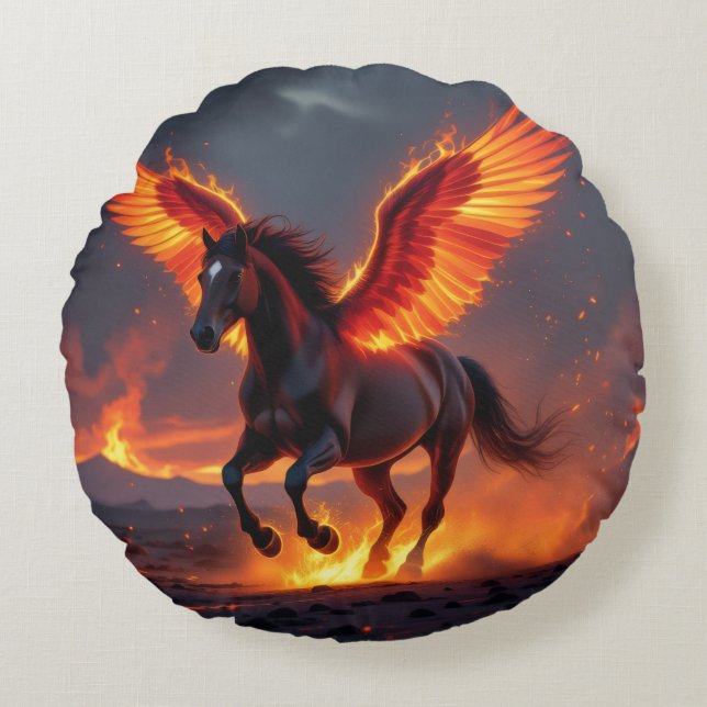 Almofada Redonda „2026 – Das Jahr des Feuerpferds“ (Frente)