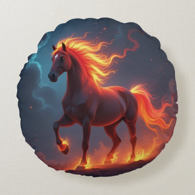 Almofada Redonda „2026 – Das Jahr des Feuerpferds“ (Frente)