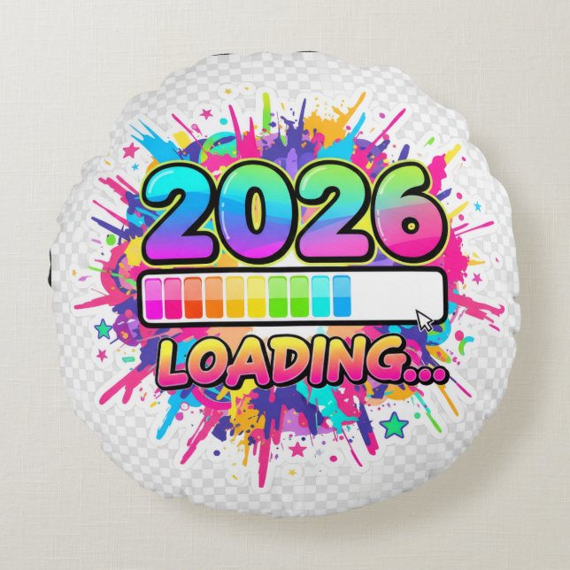 Almofada Redonda 2026 Loading... Progress Bar Sticker (Frente)