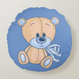 Almofada Redonda 2 Em 1 Bebê Travesseiro decorativo De Urso Azul