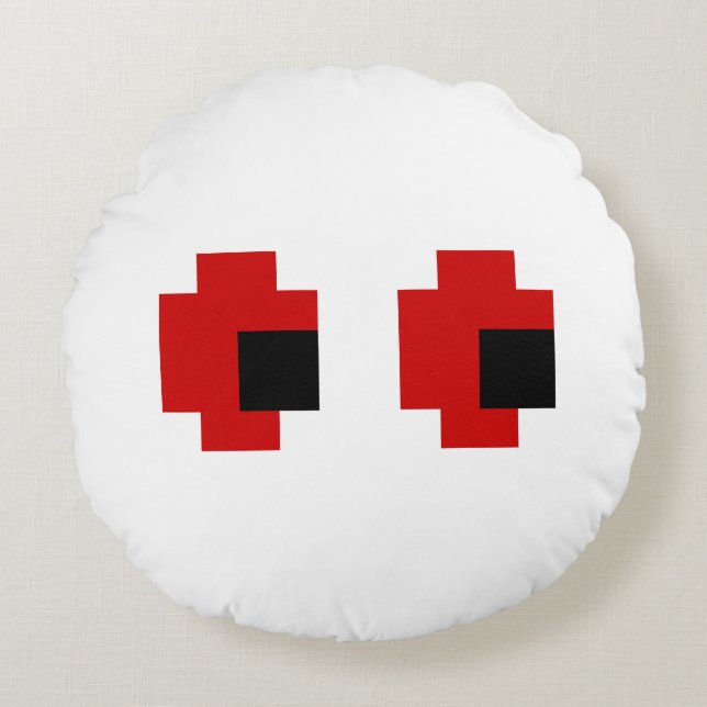 Almofada Redonda 8 Bit Olhos Vermelhos Assustadores (Frente)