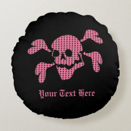 Almofada Redonda 90s Goth Rockabilly Skull and Crossbones Punk Joll
