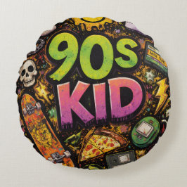 Almofada Redonda 90s Kids Retro Pizza Fun Pattern