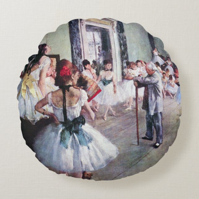 Almofada Redonda A aula de dança por Edgar Degas, Arte de balé vint (Frente)