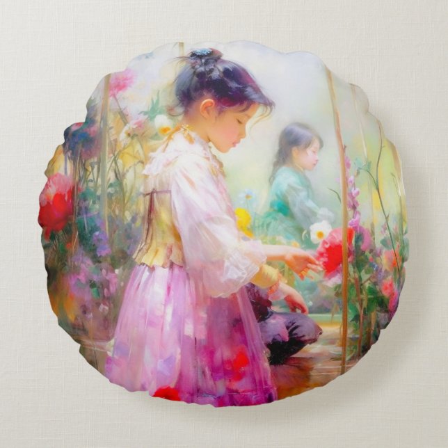 Almofada Redonda A Beleza das Flores (Frente)