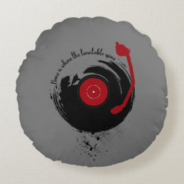 Almofada Redonda A Casa Do Vinyl Records É Onde O Turntable Gira
