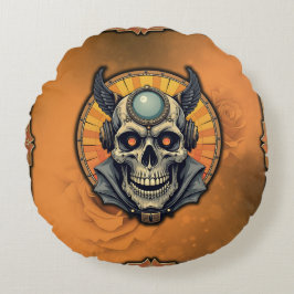 Almofada Redonda A caveira alada.