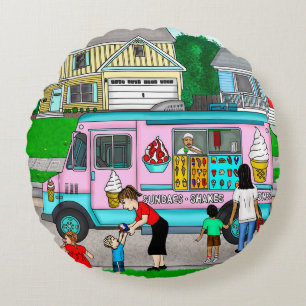 Almofada Redonda A Hot Summer Day   A Whimsical Illustration