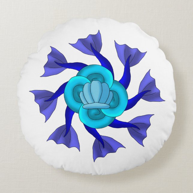 Almofada Redonda A sereia/cavalo marinho ata Iznik 1 (Frente)