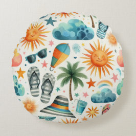 Almofada Redonda A vida é uma praia
