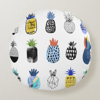 Almofada Redonda Abacaxis texturizados, coleção de safras.