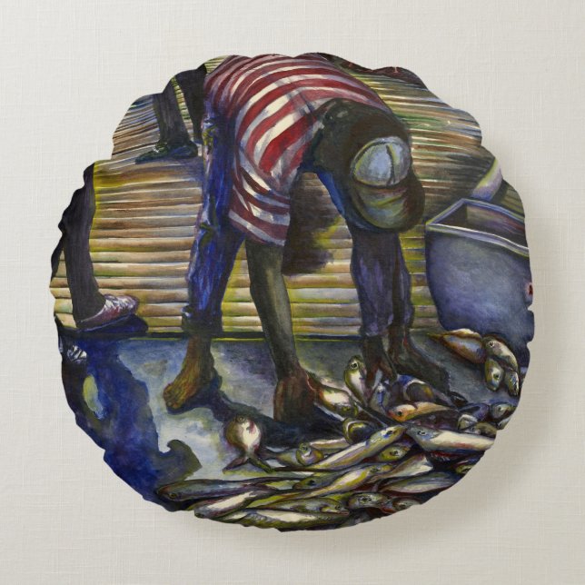 Almofada Redonda Abençoações de sábado, Ilha Harbor (Frente)