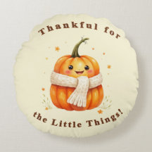 Almofada Redonda Abobrinha Feliz "Thankful "