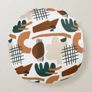 Almofada Redonda Abstract Boho Mid-Century Modern Throw Pillow