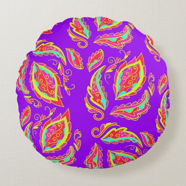 Almofada Redonda abstract,color,pattern, indian,mandala,purple (Frente)