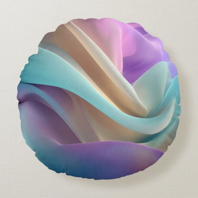 Almofada Redonda Abstract Fabric Texture in Pastel Tones (Frente)