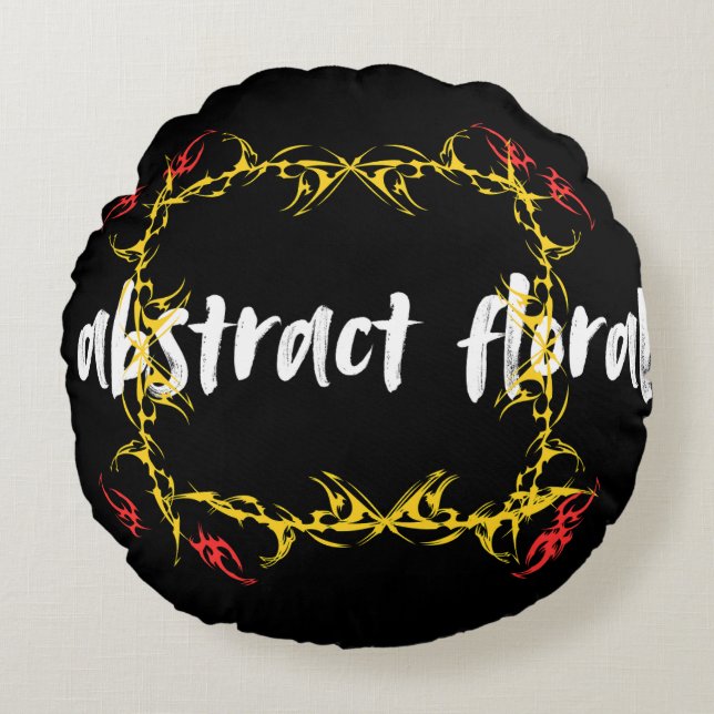 Almofada Redonda Abstract Floral Art Design | Modern Flower  (Frente)