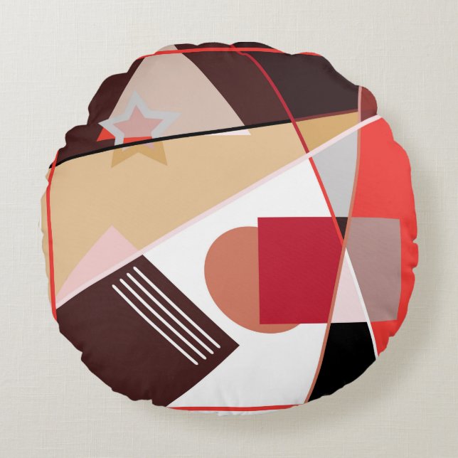 Almofada Redonda Abstract geometric pattern,  silk scarf shawl desi (Frente)