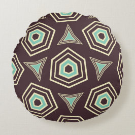 Almofada Redonda Abstract geometric pattern with layered pentagons 