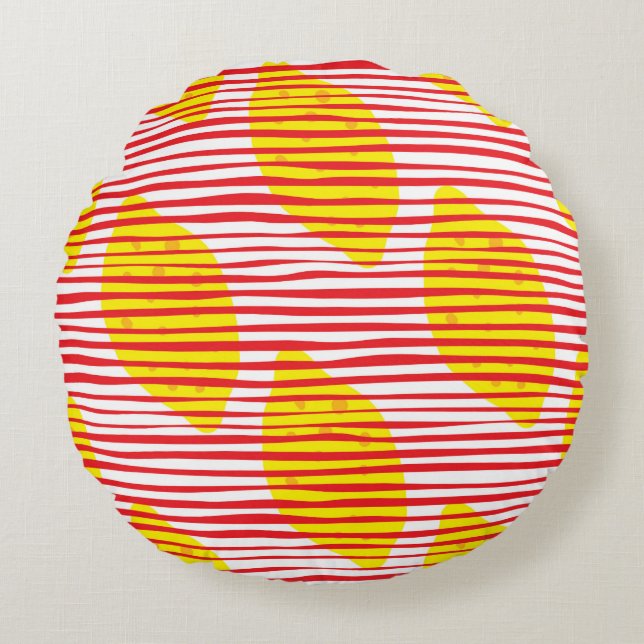Almofada Redonda Abstract lemon with leaf seamless pattern. Hand dr (Frente)
