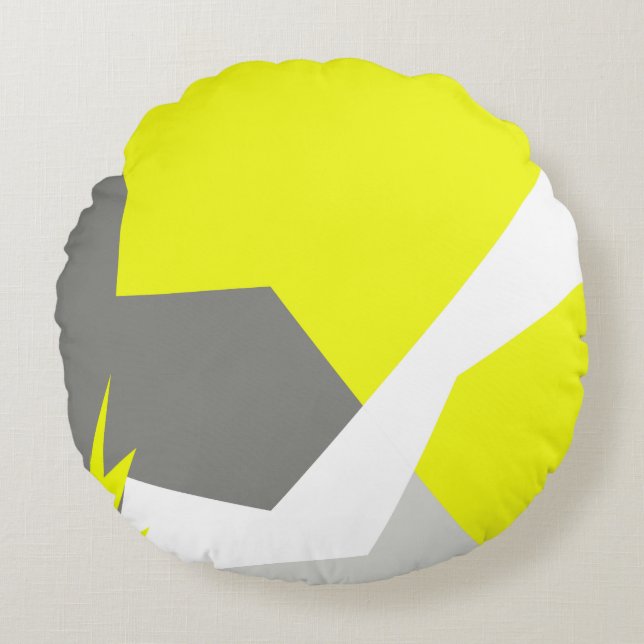 Almofada Redonda Abstrato Art Energy Yellow Cinza (Frente)