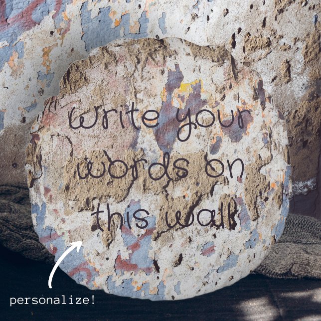 Almofada Redonda Abstrato azul e bege (parede rachada) (Criador carregado)