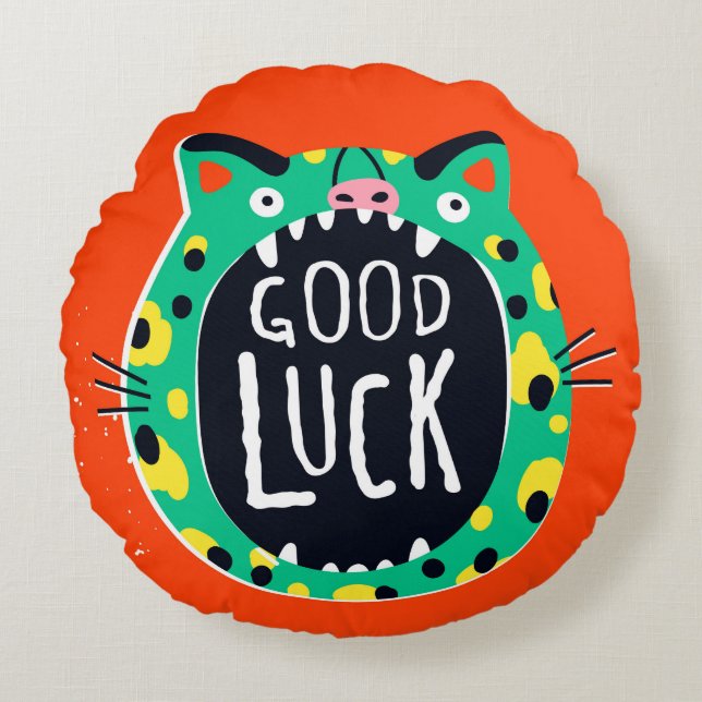 Almofada Redonda Abstrato boa sorte (Frente)