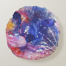 Almofada Redonda Abstrato Cósmico Cat Dreamscape