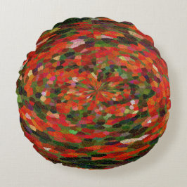 Almofada Redonda Abstrato de flor vibrante vermelha