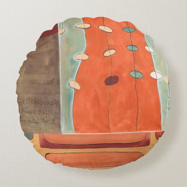 Almofada Redonda Abstrato de Ovos por Erica J Vess (Frente)