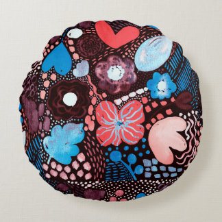 Almofada Redonda Abstrato de pintura manual Dó de esboço de aquarel