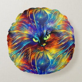 Almofada Redonda Abstrato elegante, salpicos de Gato sem costura