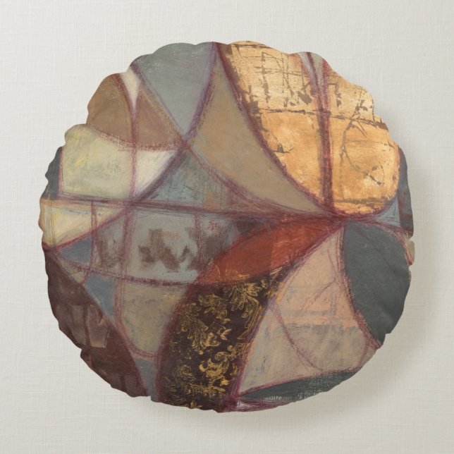 Almofada Redonda Abstrato Floral Leaf Painting de Norman Wyatt (Frente)