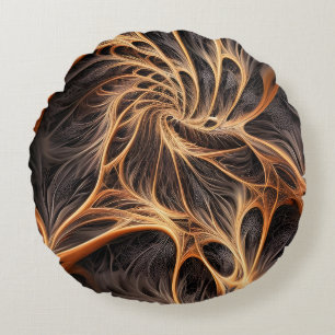 Almofada Redonda Abstrato image - 3D Fractal, arte digital, braun