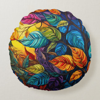Almofada Redonda Abstrato Leaf Art