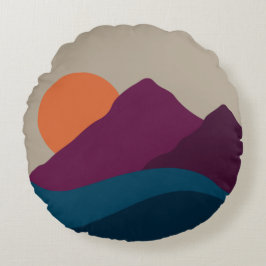 Almofada Redonda Abstrato Queda Autumn Mountain Landscape Sunset
