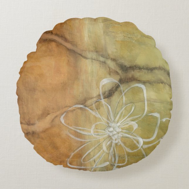 Almofada Redonda Abstrato Silhouette Pintura em Fundo de Tom (Frente)