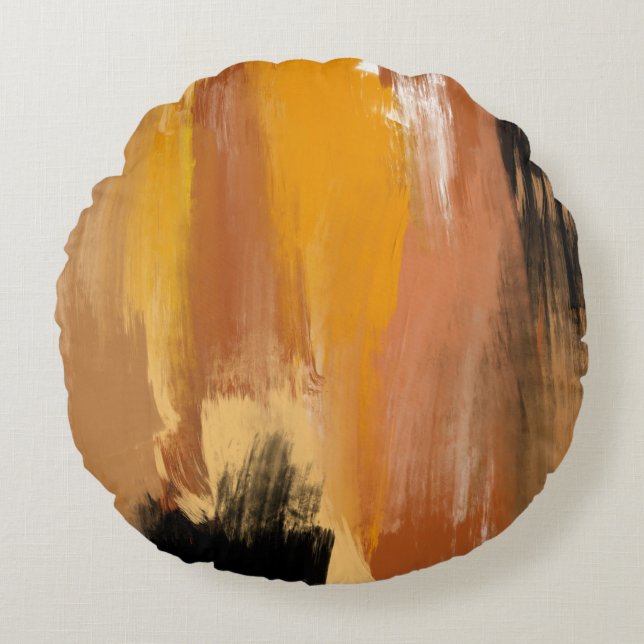 Almofada Redonda Abstrato Terra Inchada (Frente)