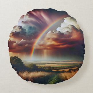 Almofada Redonda Abstrato Travesseiro arco-íris 🌈 ✨