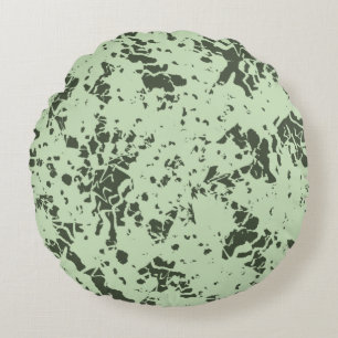 Almofada Redonda Abstrato Verde Marble com Placas de Tinta
