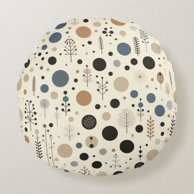 Almofada Redonda Abstrato Woodland (Frente)