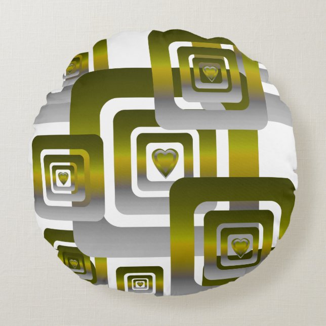 Almofada Redonda Activate My Heart Pattern Silver (Frente)